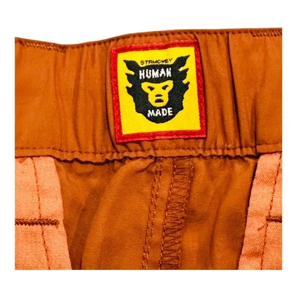 HUMAN MADE Polar Bear Graphic Shorts Orange Drawstring Button Fly Men's L